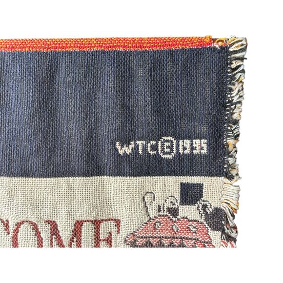 Vtg Tapestry Wall Hanging Chicken Farm Decor Welcome To Our Home Hanger 1995 - Picture 3 of 10
